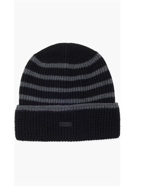Cole Haan Heritage Striped Cuff Beanie, Caviar. NWT, OS